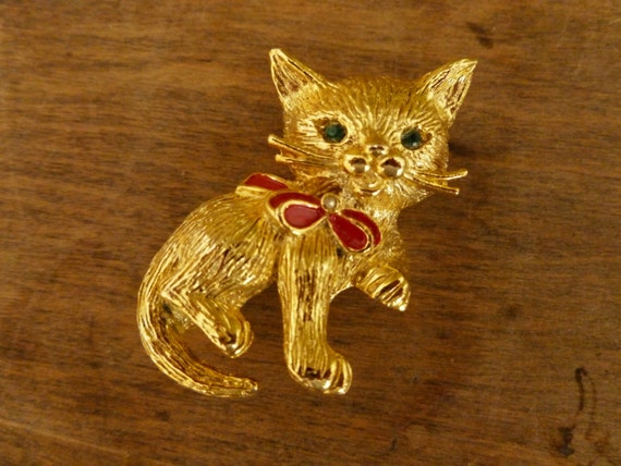 Vintage Goldtone Kitty Cat Pin