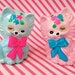 Rare Vintage Kitsch Lovely Pair of Pink and Blue Matching Kitty Cat Salt and Pepper Shakers with Winking Eyes Lugenes Japan