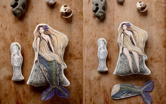 Cloth Mermaid Doll. The Little Mermaid. Hand painted cloth doll by AlyParrott on Etsy.