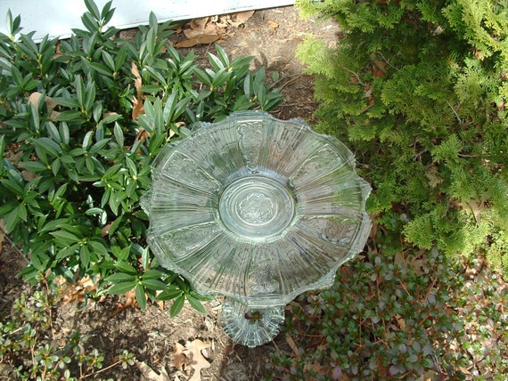 Garden art.  Bird bath.  Bird feeder.  "The Penelope" is made with repurposed upcycled glass.