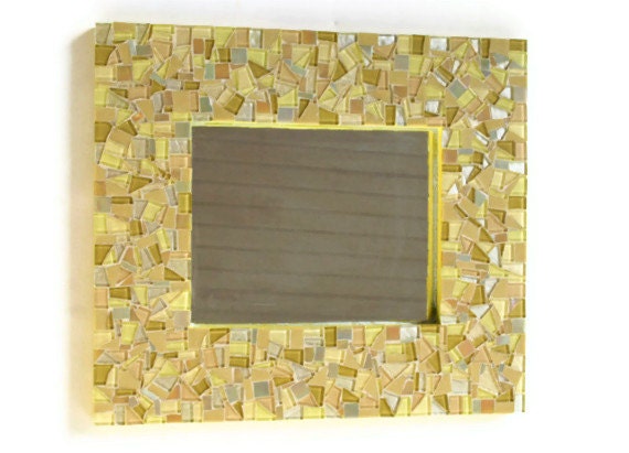 Yellow and Gold  Mosaic Mirror Wall Art by GreenStreetMosaics