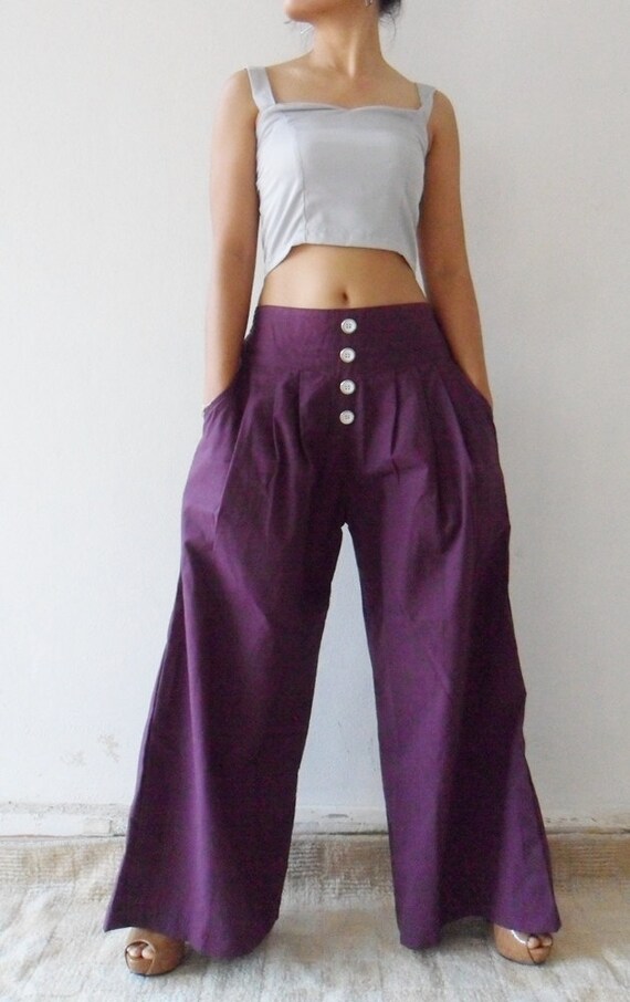 Wide Leg Long  Pants in Violet