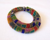 Beaded crochet rope necklace - Beaded necklace - Handmade jewellery - Beadwork - Elegant - Geometric - multicolor - colorful