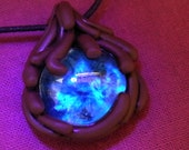 Fairy Drop Blue Pendant Sparkly Fantasy Bohemian Necklace Blacklight Reactive Psy Hippie Tribal Jewellery Free Shipping