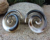FREE US Shipping Real Gauge Earrings 0G-8mm ,  Mother of Pearl  Spiral  , Hand Carved Ear gauge, Naturally Organic, L401