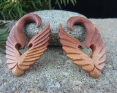 FREE US Shipping 1G- 7mm Unique  Wood  Tribal Gauge , Sabo Wood Carving Ear Gauge, Body Jewelry L407