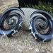 FREE US SHIPPING Pair  of Black  1/2"  - 12mm Tribal  Spirals Gauged with Paua Inlay, Organic gauges, Body Piercing Jewelry  L365