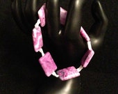 Purple and white stretch bracelet 