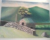 Original Oil Painting- A Walk In The Dales - Shepherds Hut 16x12 Canvass