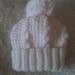 Fashionable and Gorgeous White Cable Handknitted Baby Boy Newborn Hat With Poppom