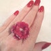 Handmade Gorgeous Melt Pot Resin Deep Cerise Pink Flower Ring - With Adjustable Shank