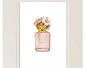 Watercolor Fashion Illustration, Marc Jacobs, Daisy Eau So Fresh Perfume Bottle, Art Print