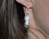 Swarovski Pearl Teardrop and Rhinestone Wedding Earrings, Bridal Jewelry, Swarovski Jewelry