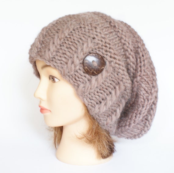 Beige wool slouch hat women  beanies hat  Slouch by Johannahats