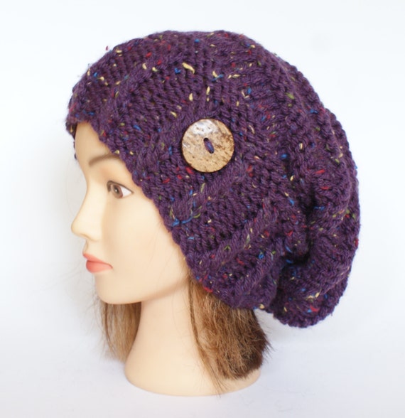 Purple Tweed slouch hat women  beanies hat  Slouch by Johannahats