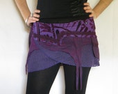 Boho Psy Trance Clothing - Miniskirt in purple cotton and lycra