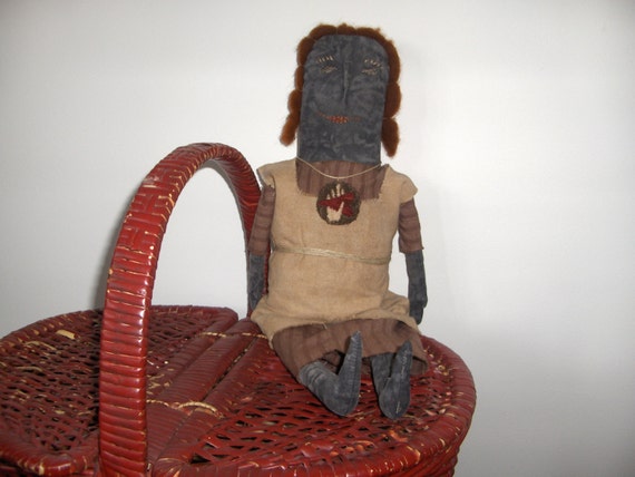 Primitive simple black doll TFC Folkart Matilda osnaburg