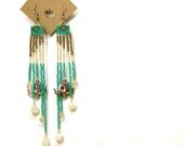 Hot Girls Bead, Handmade Aventurine Turquoise Elephant Earrings, Peyote Jewelry, Gift