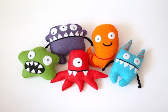 Individual Felt Monster - Plush Monster Toys - Handmade Felted Toy Character