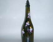Olive Oil Bottle Hand Painted Upcycled Wine Bottle Pink Flowers Kitchen Bath Home Decor EVOO Dispenser Vinegar Oil USA Pinterest