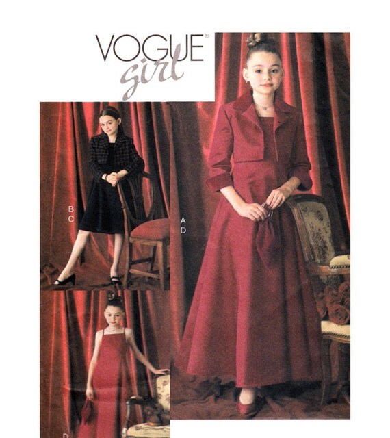 Girls Formal Princess Dress & Jacket Pattern Vogue 7503 UNCUT Size 7 8 10
