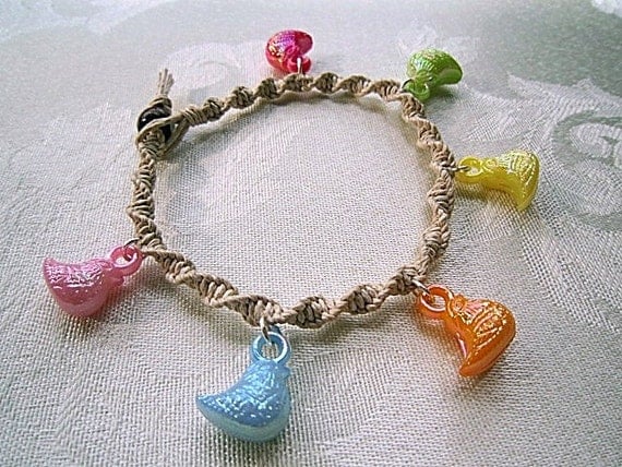 Macrame Bracelet with Acrylic Pastel Chick Charms