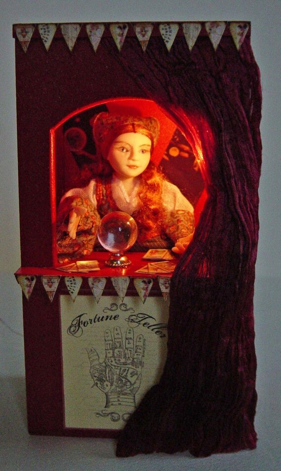 Dolls house Miniature Automata Doll Madame Zena Fortune Teller in Booth OOAK Artisan piece