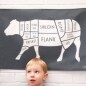2 X Butchers Beef Cuts Tea Towel - Fathers Day Premium Cotton