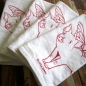 Screen Printed Organic Cotton Cloth Napkins - Eco Friendly Dinner Napkins - When Pigs Fly Illustration - Reusable