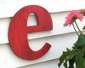 Custom Lowercase Letter Small e Red Distressed vintage style