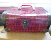 Vintage Plaid Tin Train Case or Doll Case