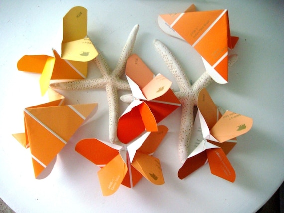 Origami Butterflies in Shades of Orange