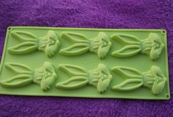 DIY Silicone Flexible Mold Cake Mold Muffin Cups 6 Rabbits Chocolate 