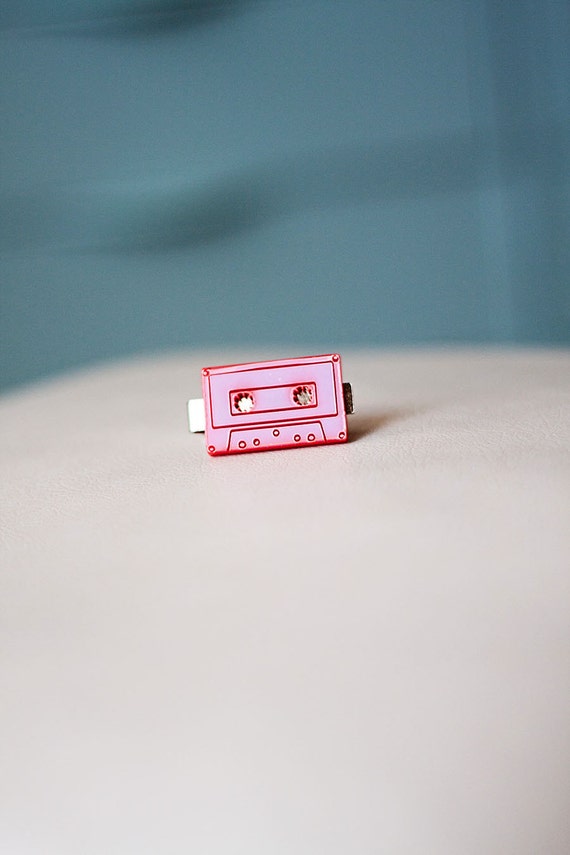 Cassette Tape Tie Bar in Red for Child or Adult