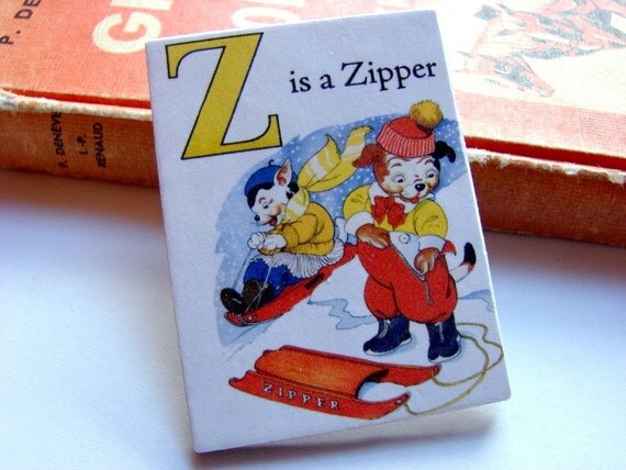Alphabet Pin Brooch Z is a Zipper  Paper and by mimiandlucy