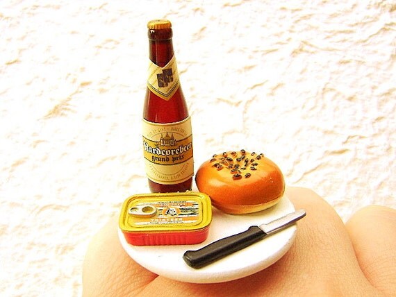 Beer Ring Bagel Sardines by SouZouCreations on Etsy
