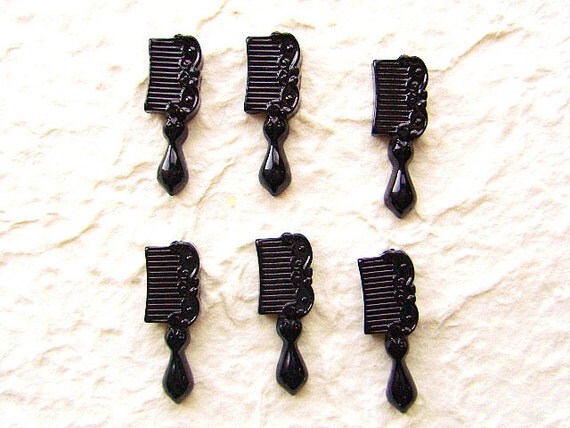 WHOLESALE  Kawaii Cabochons 6  Black Hairbrush  von DecoSweets