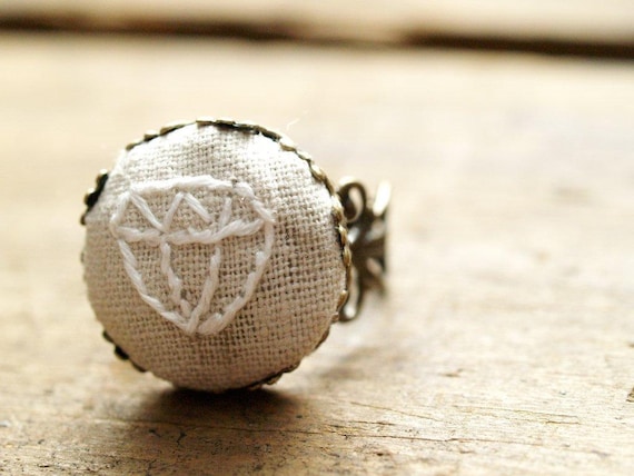 Tiny Embroidered Diamond Ring