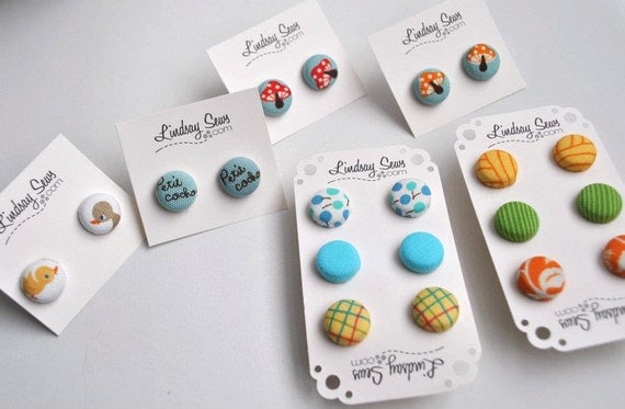 Fabric Button Earrings