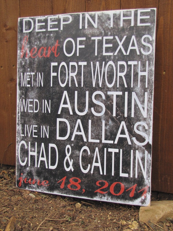 Personalized Wedding Gift - Deep In The Heart of Texas Art