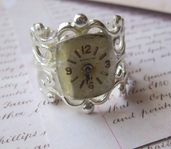 Steampunk Watch Part Filigree Ring Adjustable Free Shipping