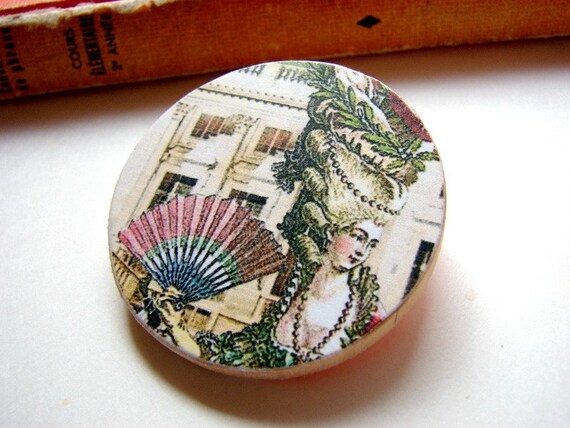 Big Wood Pin Brooch Marie Antoinette at Versailles  by mimiandlucy