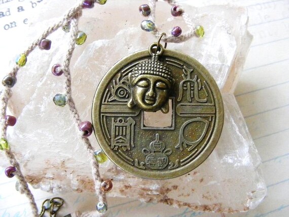Sweet Little Bronze Buddha Charm with Large by meiguidesigns