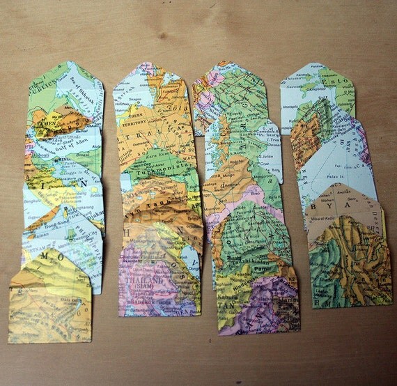 Set of 20 teeny tiny mini envelopes  world map von swirlyarts