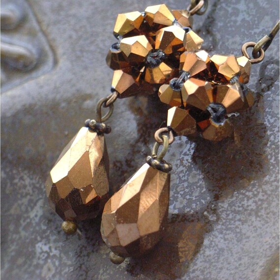 Swarovski crystal metallic bead earrings von BlueForestJewellery
