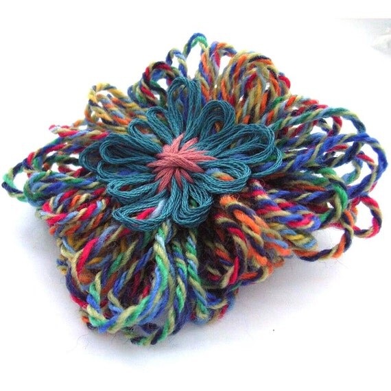 Pin flower corsage multi color diamond von BlueForestJewellery