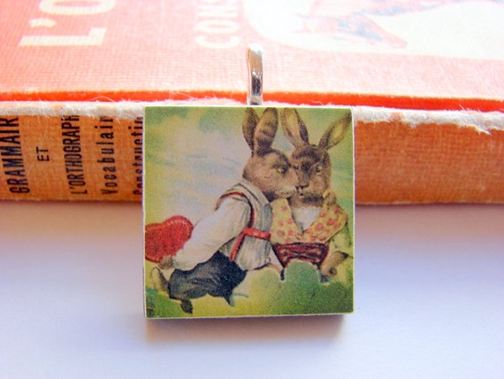 Little Wood Tile Pendant Mix and Match Easter Bunny von mimiandlucy
