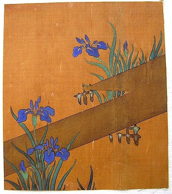 Vintage Japanese Fusuma Sliding Door Painting von VintageFromJapan