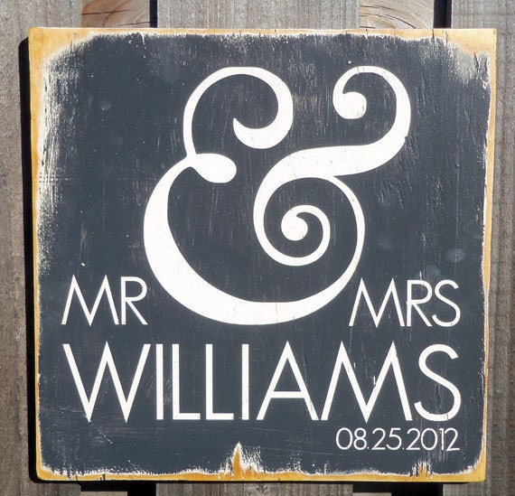 Personalized Typography Wall Art- - Mr & Mrs Wood Sign