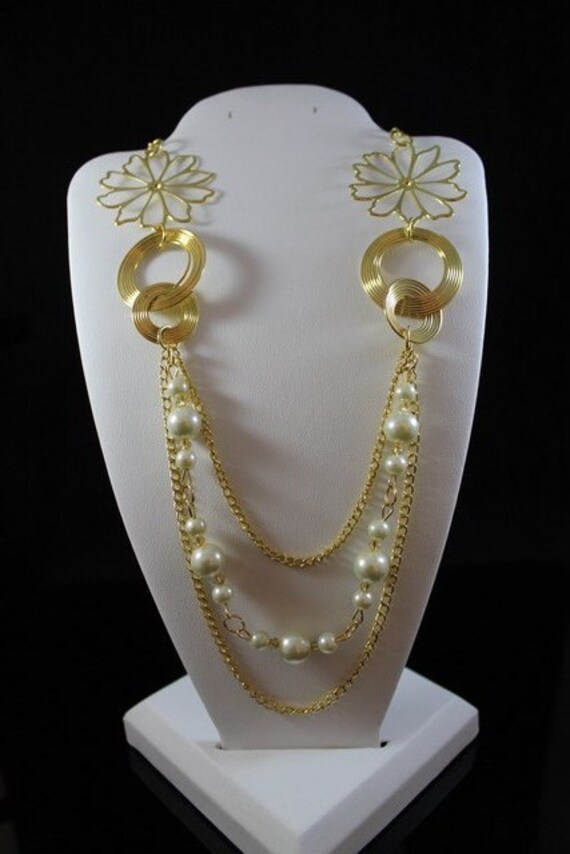 Gold Tone Multi Strand Flower Chain with von JanettaJewelry auf Etsy